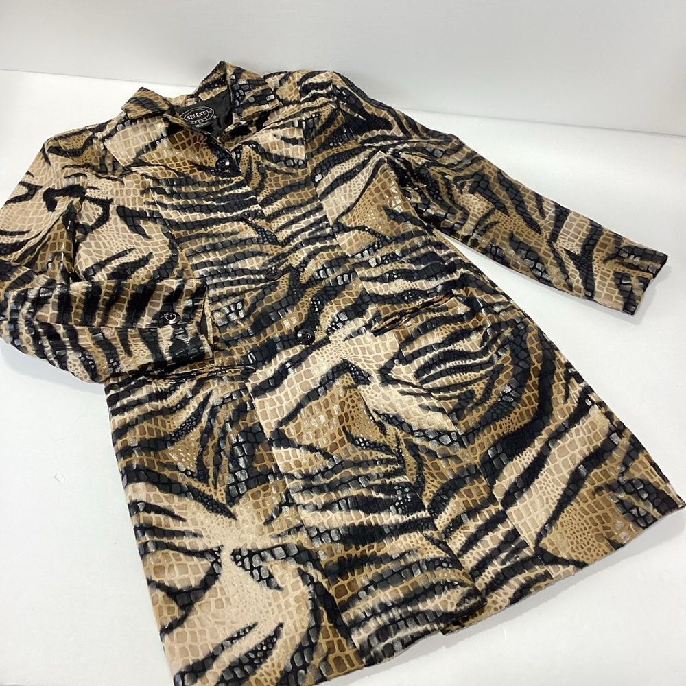Selene Sport Animal Print Women's Blazer Jacket Button Front L
